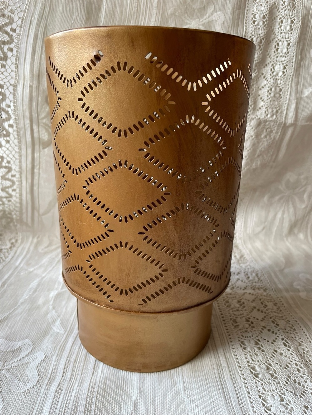 Foreside Home & Garden Jerome Pierced Brass Candle Holder 10"